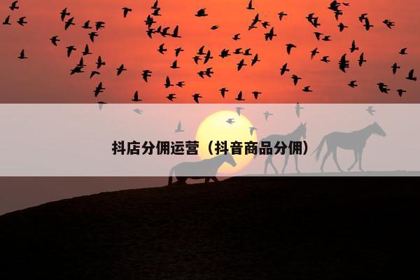 抖店分佣运营（抖音商品分佣）