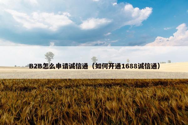 B2B怎么申请诚信通（如何开通1688诚信通）