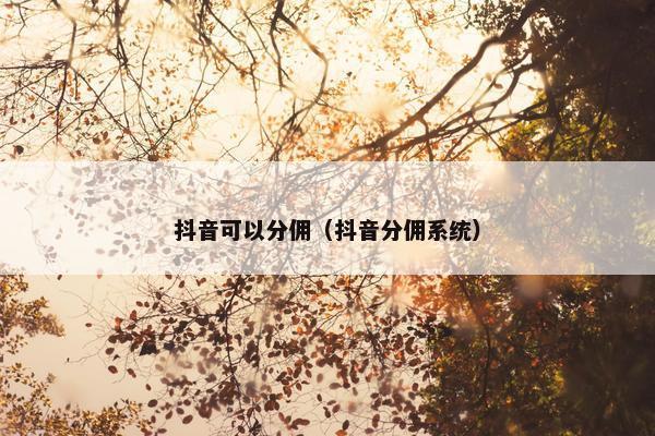 抖音可以分佣（抖音分佣系统）