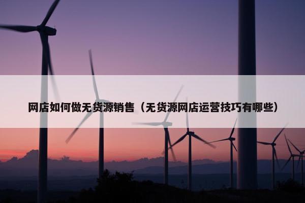 网店如何做无货源销售（无货源网店运营技巧有哪些）