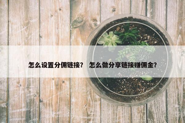 怎么设置分佣链接？ 怎么做分享链接赚佣金？