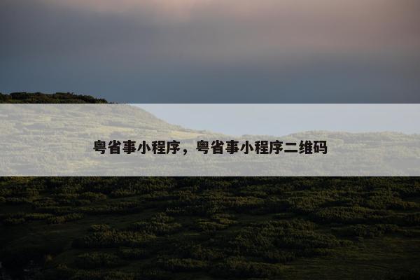 粤省事小程序，粤省事小程序二维码