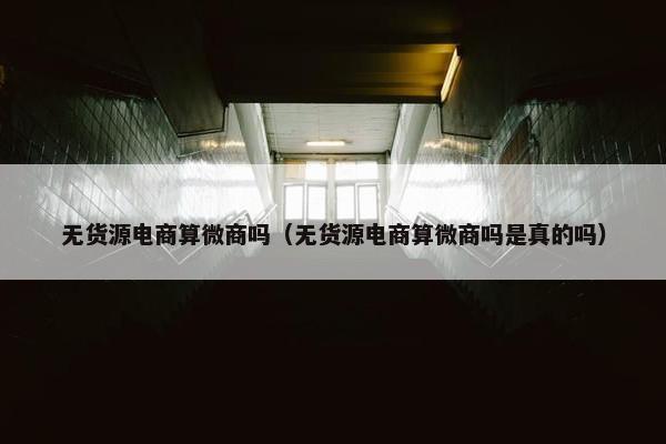 无货源电商算微商吗（无货源电商算微商吗是真的吗）