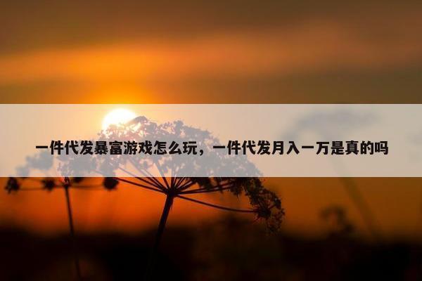 一件代发暴富游戏怎么玩，一件代发月入一万是真的吗