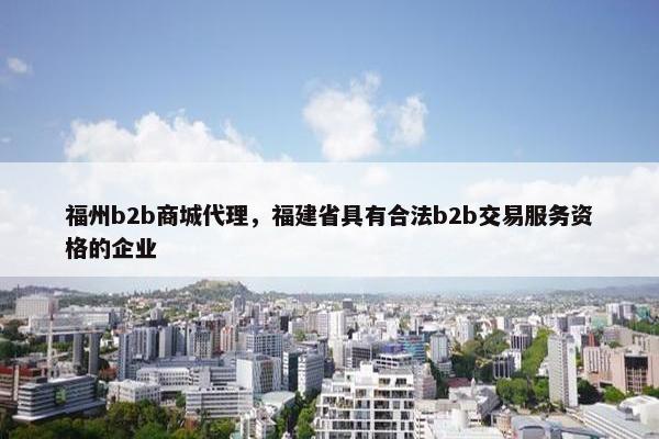 福州b2b商城代理,福建省具有合法b2b交易服务资格的企业