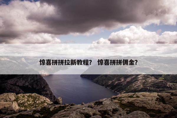 惊喜拼拼拉新教程？ 惊喜拼拼佣金？