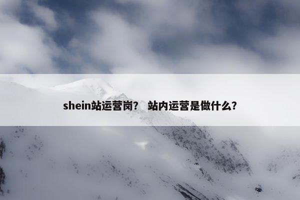 shein站运营岗？ 站内运营是做什么？