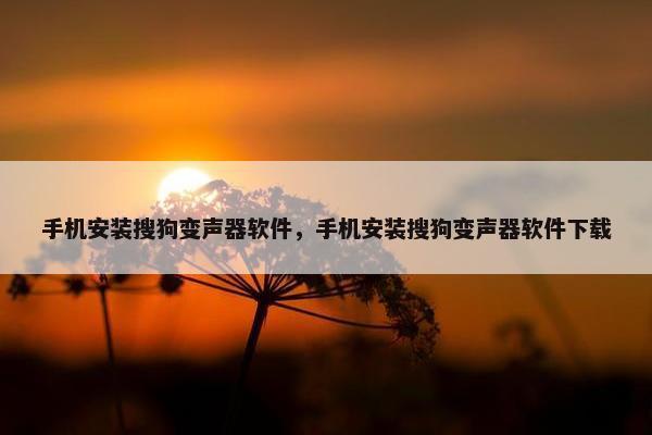 手机安装搜狗变声器软件，手机安装搜狗变声器软件下载