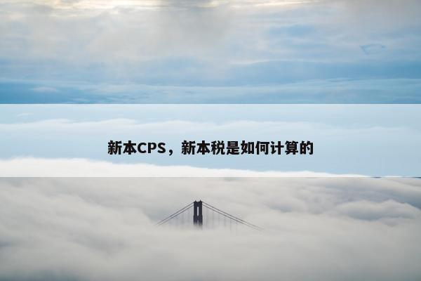 新本CPS，新本税是如何计算的