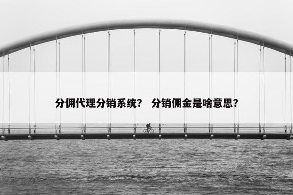分佣代理分销系统？ 分销佣金是啥意思？