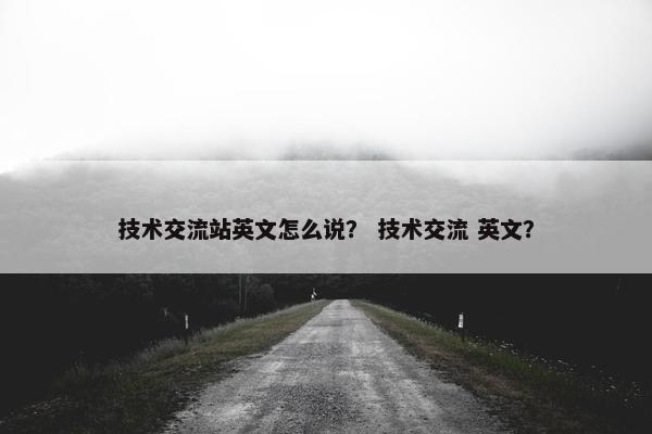 技术交流站英文怎么说？ 技术交流 英文？