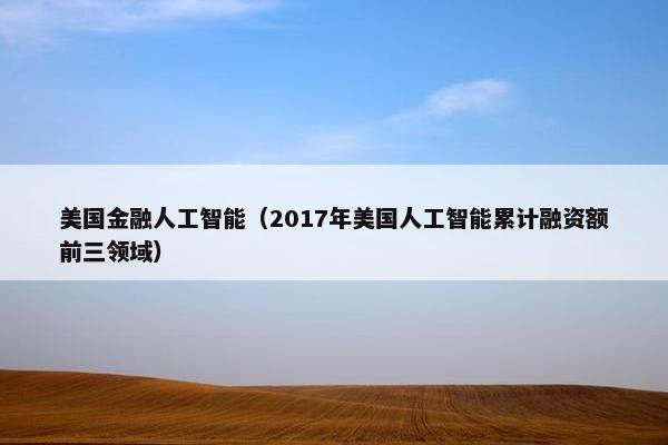 美国金融人工智能(2017年美国人工智能累计融资额前三领域)