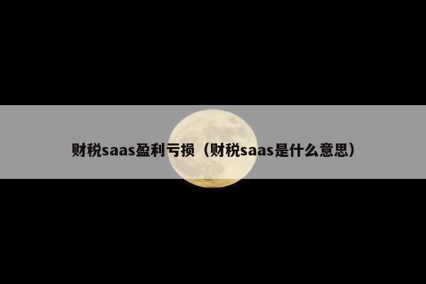 财税saas盈利亏损（财税saas是什么意思）