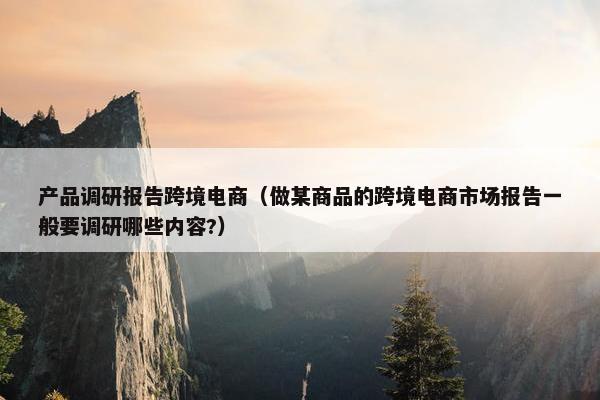 产品调研报告跨境电商（做某商品的跨境电商市场报告一般要调研哪些内容?）