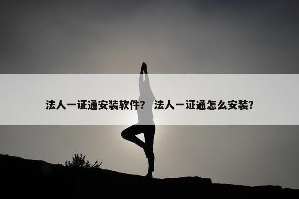 法人一证通安装软件? 法人一证通怎么安装?