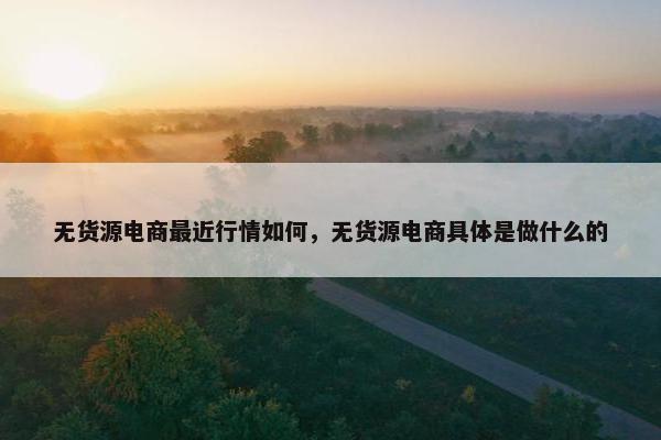 无货源电商最近行情如何,无货源电商具体是做什么的