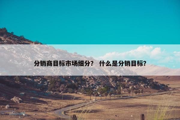分销商目标市场细分? 什么是分销目标?