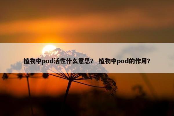 植物中pod活性什么意思? 植物中pod的作用?