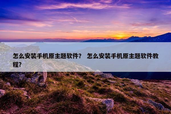 怎么安装手机原主题软件? 怎么安装手机原主题软件教程?