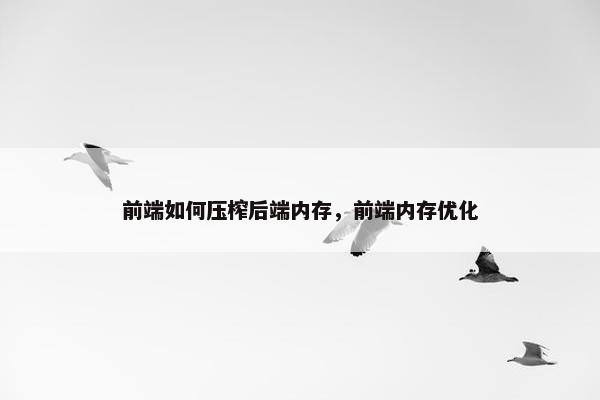 前端如何压榨后端内存,前端内存优化