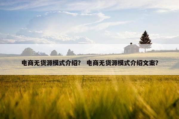 电商无货源模式介绍？ 电商无货源模式介绍文案？