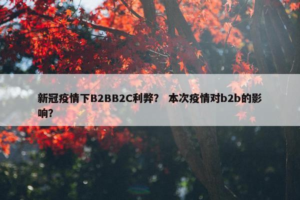 新冠疫情下B2BB2C利弊? 本次疫情对b2b的影响? 新冠疫情下B2BB2C利弊? 本次疫情对b2b的影响?