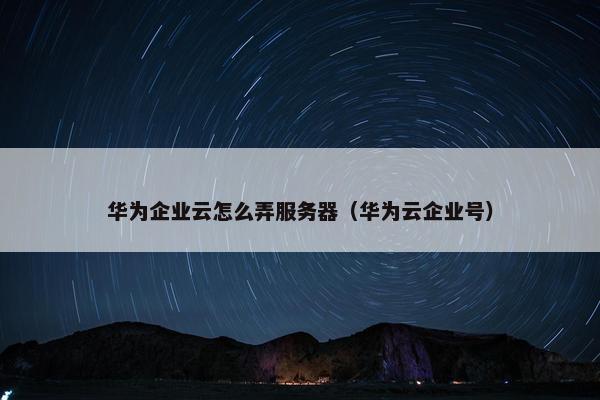 华为企业云怎么弄服务器（华为云企业号）