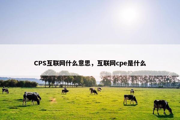CPS互联网什么意思，互联网cpe是什么
