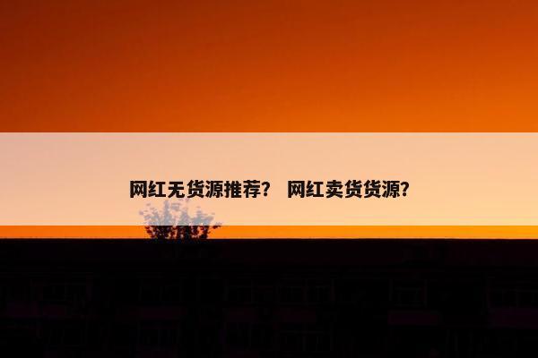 网红无货源推荐? 网红卖货货源?
