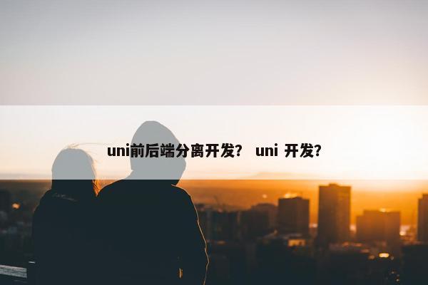 uni前后端分离开发? uni 开发?