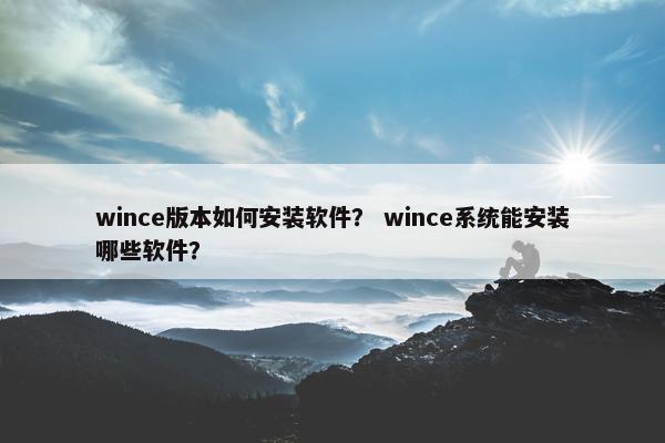 wince版本如何安装软件? wince系统能安装哪些软件?