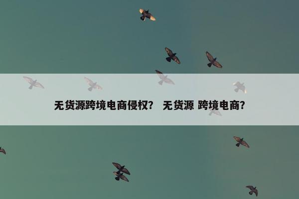 无货源跨境电商侵权？ 无货源 跨境电商？