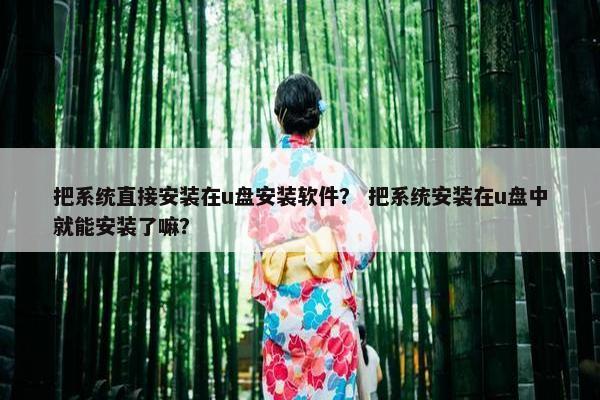 把系统直接安装在u盘安装软件？ 把系统安装在u盘中就能安装了嘛？