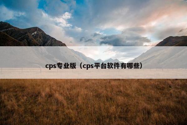 cps专业版(cps平台软件有哪些)